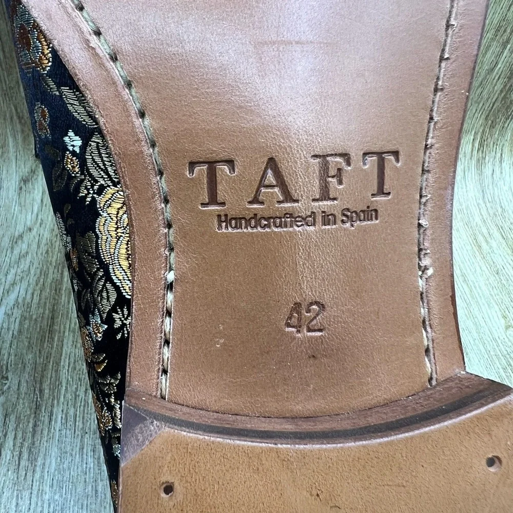 TAFT The Russel in Eden Men's 9 EU 42 Navy Gold Floral Jacquard Horsebit Loafers